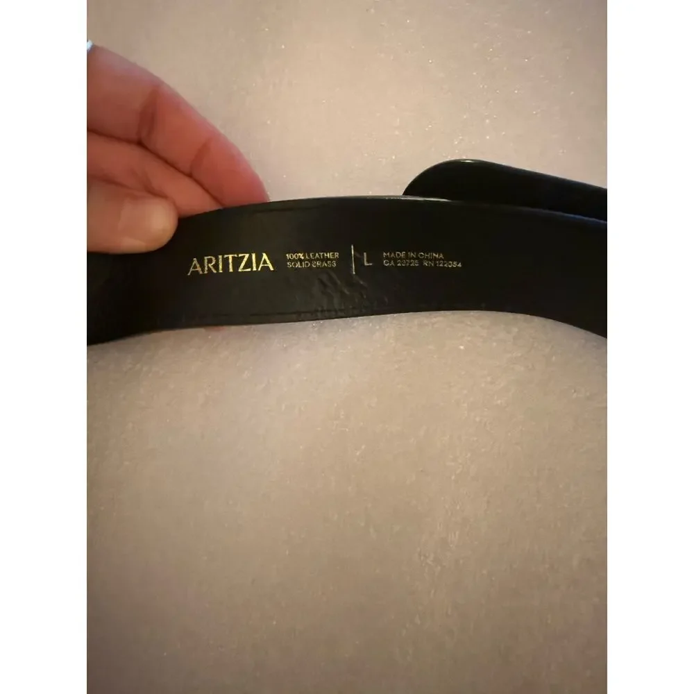 Aritzia Lifetime Brass Lifetime Leather Belt Dark Black Gold L